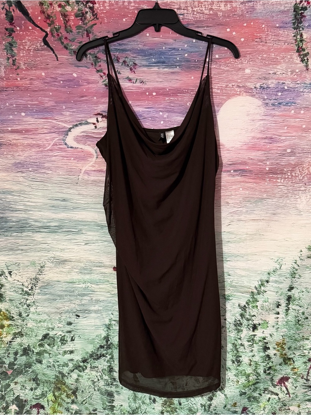 Divided Black Cowl Neck Mini Slip Dress